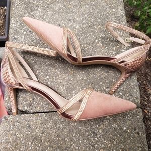 Kelly & Katie KK-Zadie-H rose gold pink Rhinestone heels
